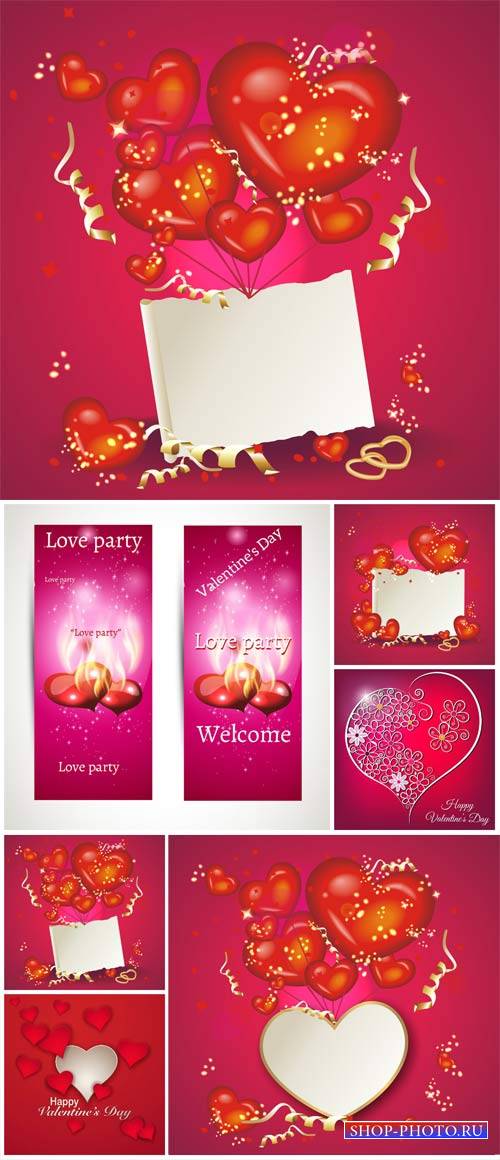 Valentine's Day, backgrounds, banners, hearts, vector # 7
