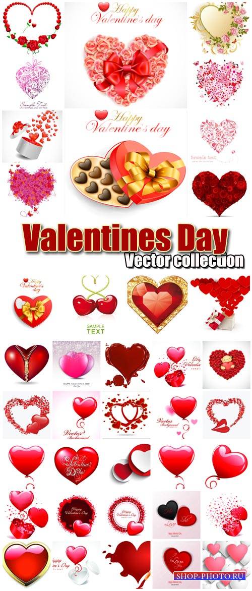 Valentine's Day romantic backgrounds, vector hearts # 14