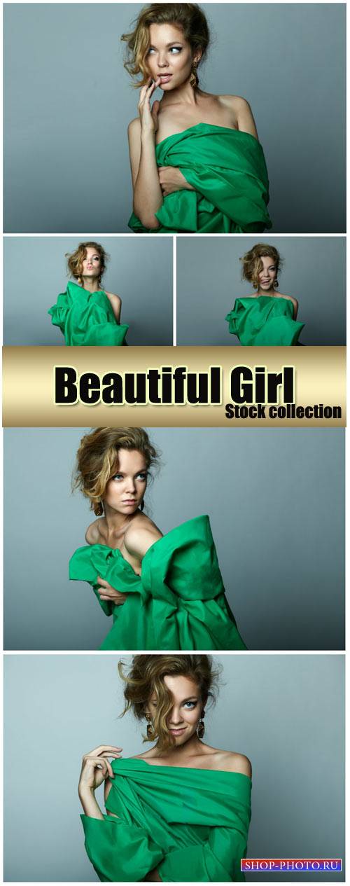 Beautiful girl in green - stock photos