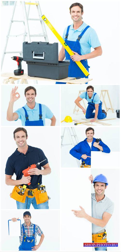 Man and reconstruction works - stock photos