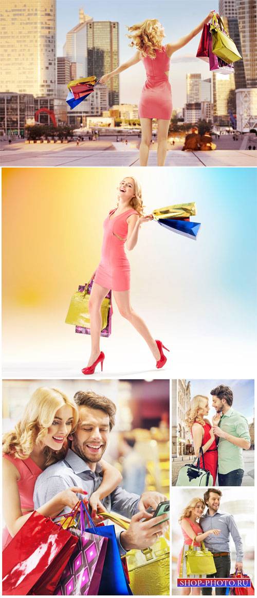 Happy couple shopping - stock photos