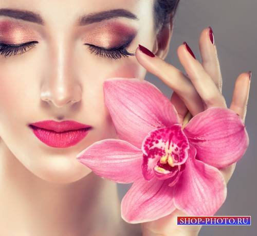 Beautiful girl with orchids and roses - stock photos