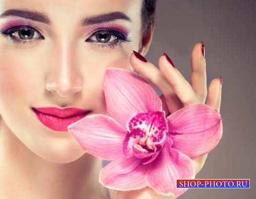 Beautiful girl with orchids and roses - stock photos