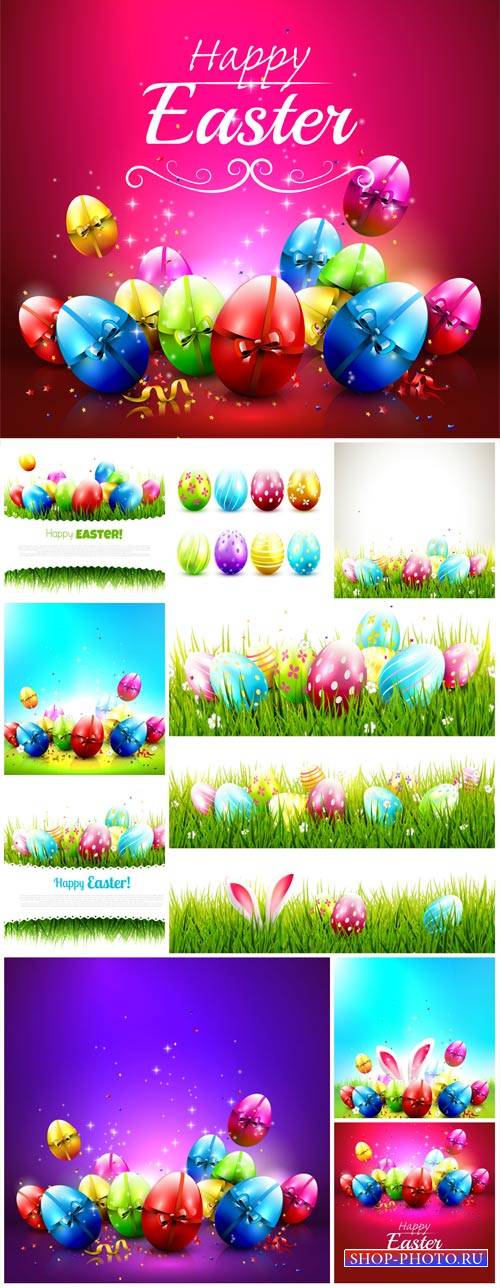 Easter backgrounds and banners vector, spring