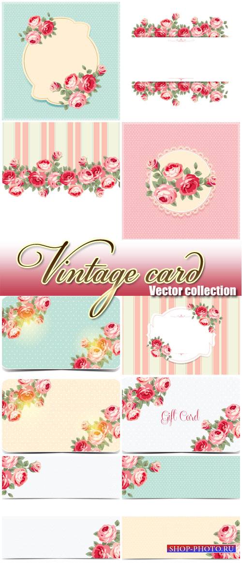 Vintage card in vector backgrounds with roses