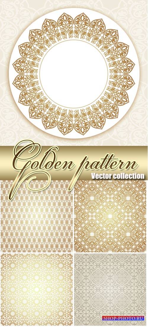 Golden patterns, vintage backgrounds vector #2