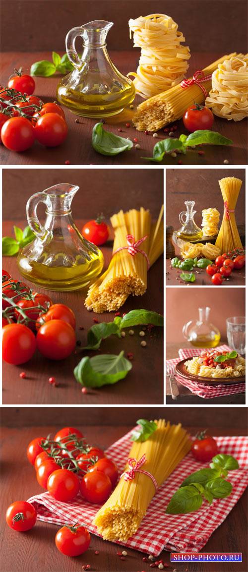 Pasta, butter and tomatoes - stock photos