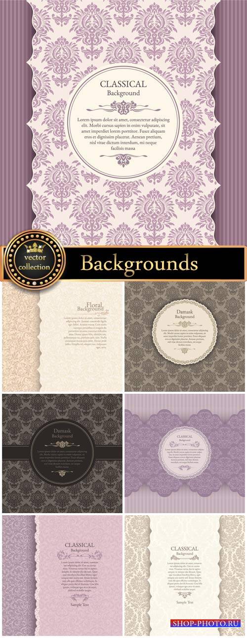 Vintage vector backgrounds, damask, classic, floral