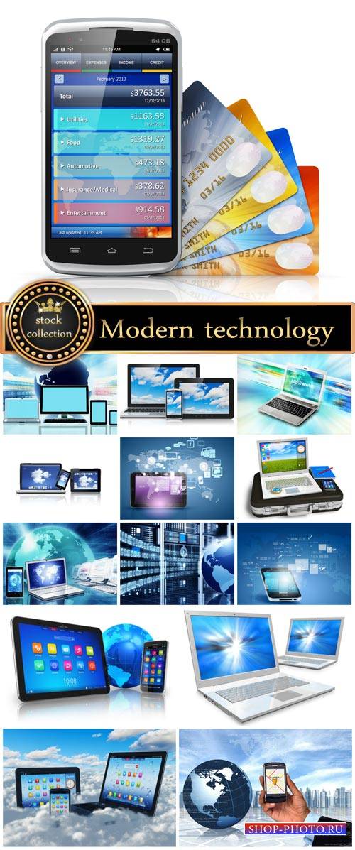 Modern technology, smartphone, laptop - stock photos