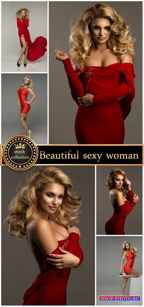 Sexy woman in red dress - Stock Photo