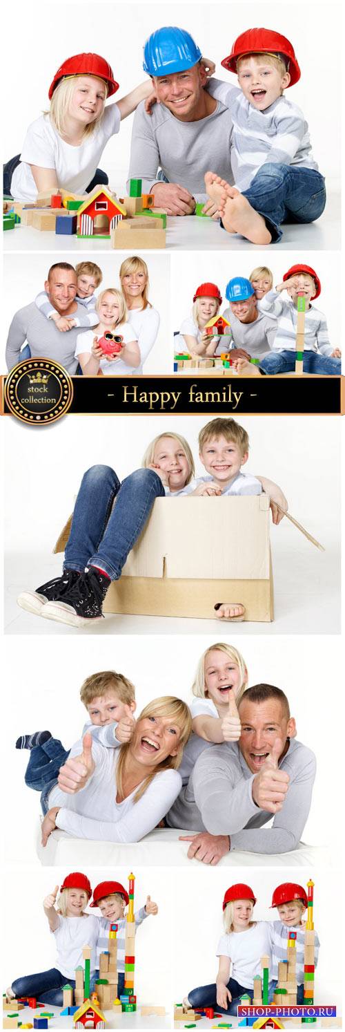 Happy family is planning to build a house - stock photos