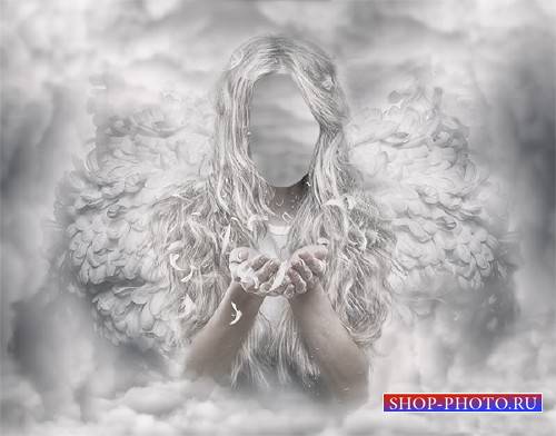  Photoshop шаблон - Ангел среди облаков 