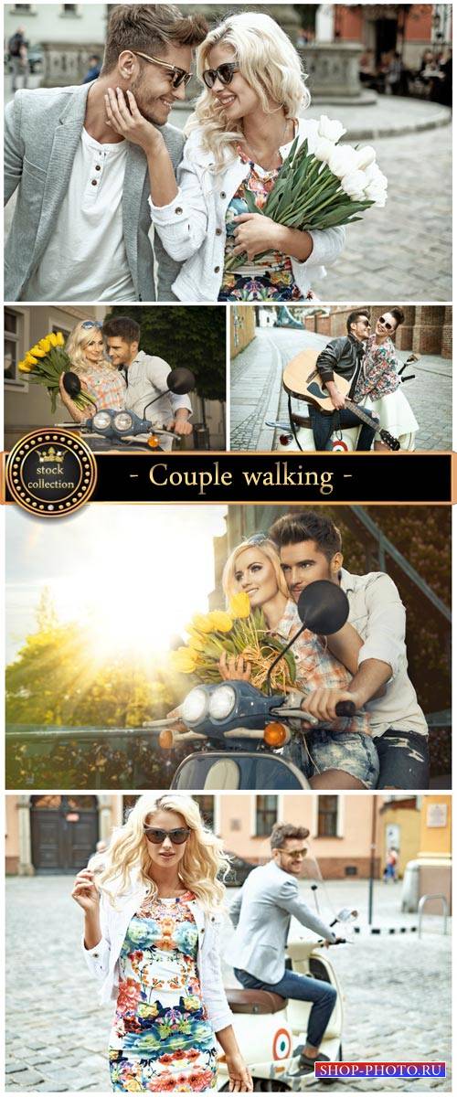 Couple walking - Stock Photo