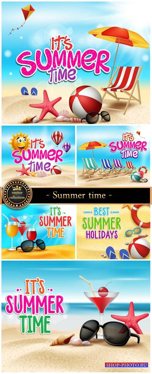 Summer time, marine backgrounds vector