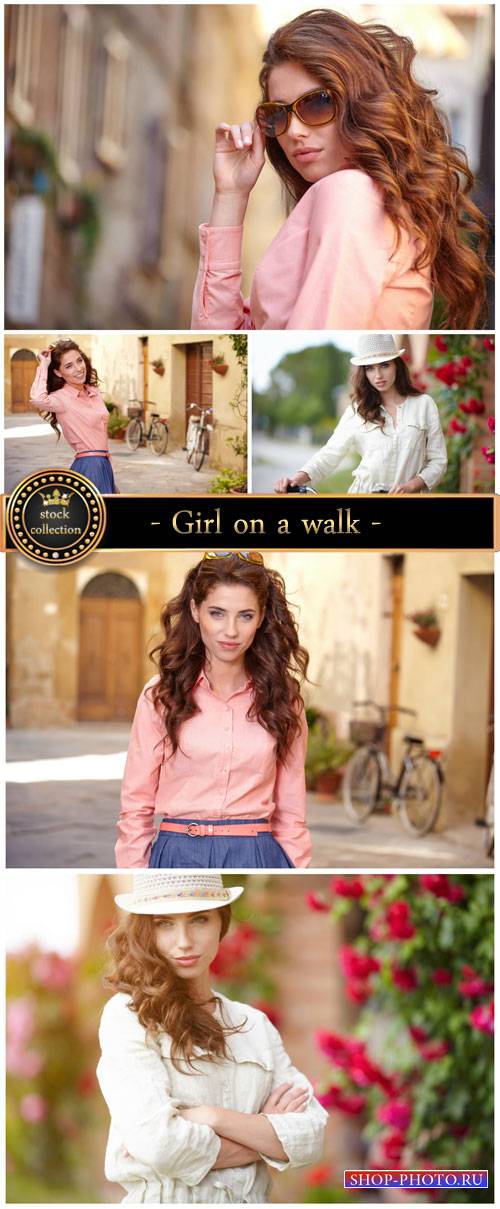 Girl on a walk - stock photos