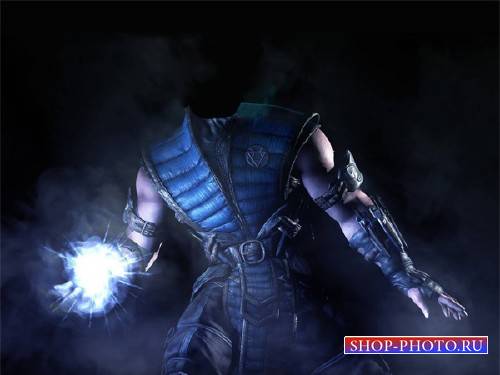  Photoshop шаблон - Sub_zero из mortal kombat 