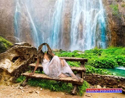  Шаблон psd - Красивый водопад 