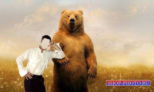  Шаблон для Photoshop - Рядом с диким медведем 