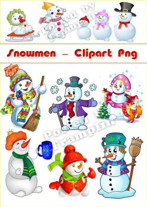 Снеговики - Новогодний клипарт в Png