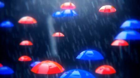 Футаж - Зонтики под  дождём