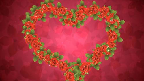 Футаж - Сердце из красных роз с мерцающими огоньками