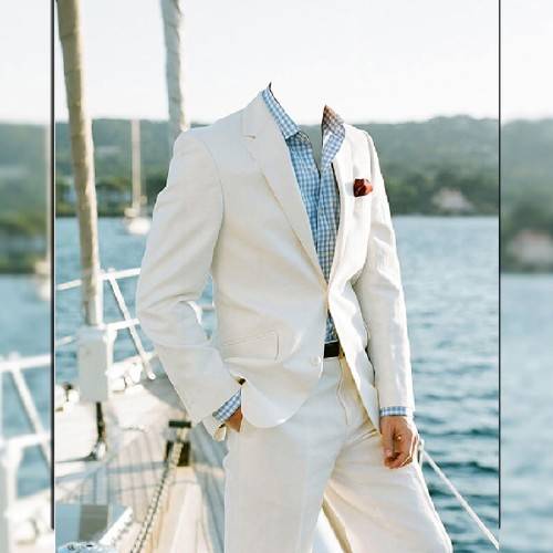  Мужской фотошаблон - Богатый мужчина на своей яхте 