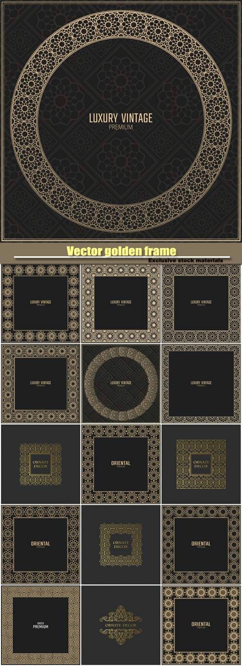 Vector golden  design elements, labels, vintage card for design