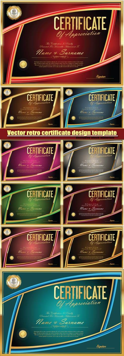 Vector retro certificate design template