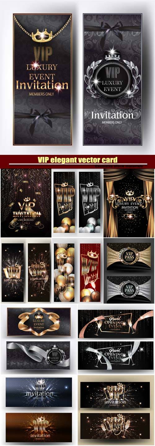 VIP elegant vector card, party invitation banners