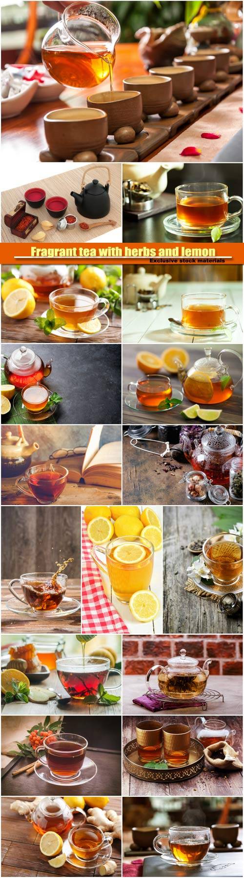 Fragrant tea with herbs and lemon