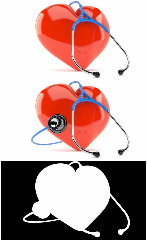 Red heart with a stethoscope on a white background HD