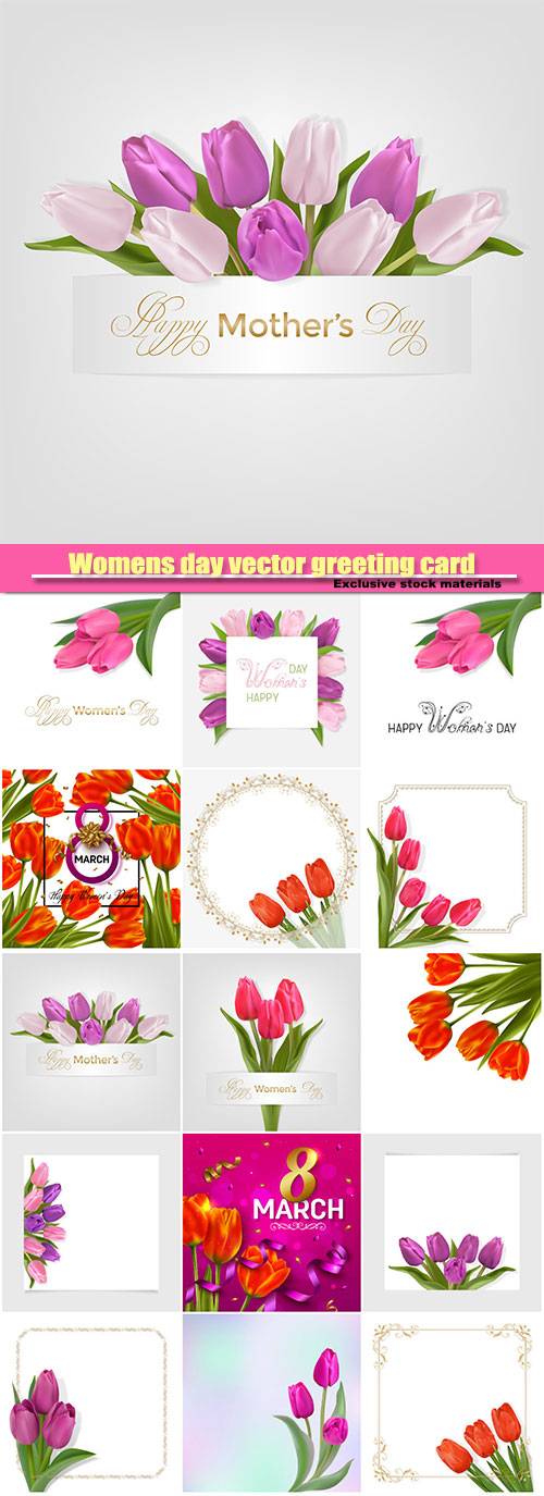 Womens day vector greeting card, tulip, 8 march vector