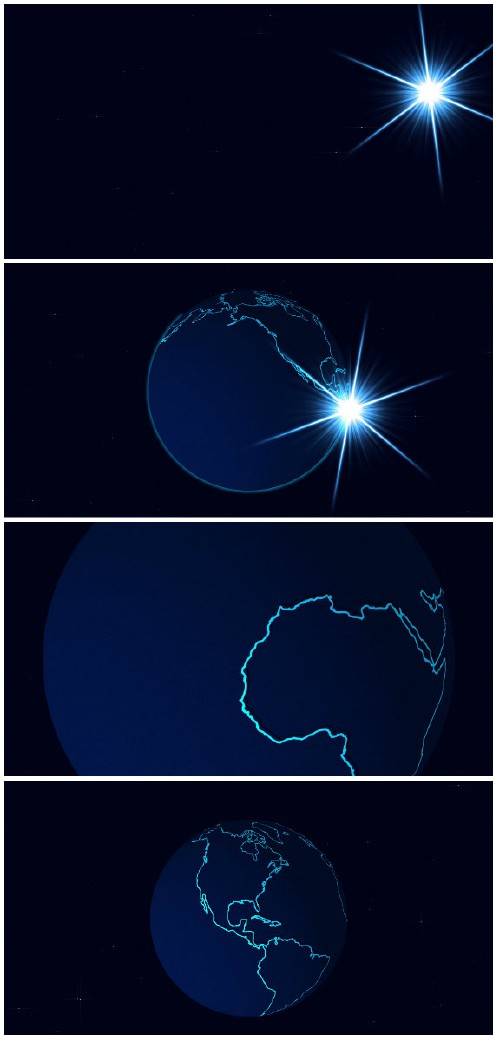 Video footage Blue ribbons draws a symbolic globe in the center of the screen