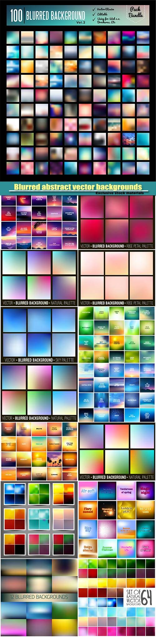 Blurred abstract vector backgrounds set