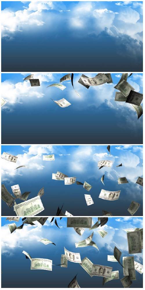 Video footage Money falling from sky concept animation