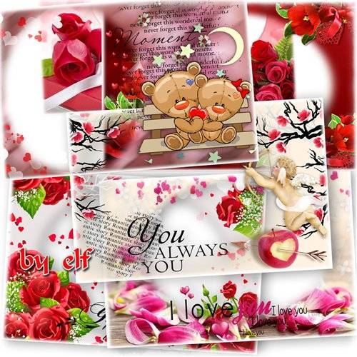  Рамки для фотошопа к Дню Влюбленных - Любовь и розы