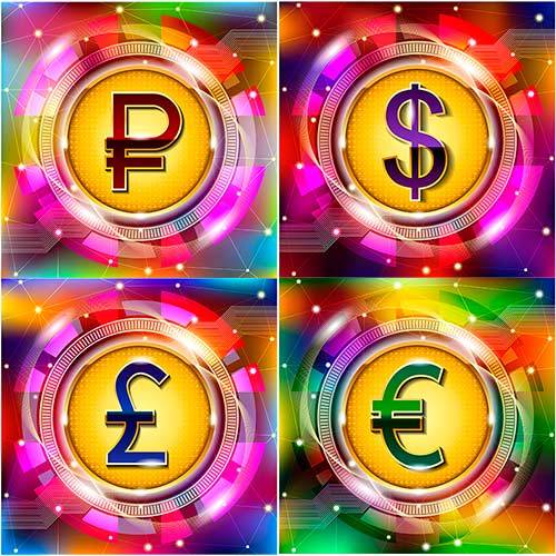  Фоны с символами денег в векторе / Background with money symbols in vector