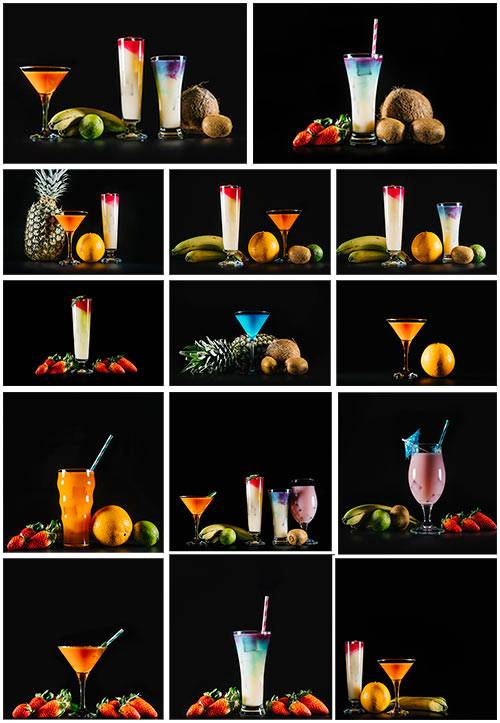  Экзотические фрукты и коктейли - Клипарт / Exotic fruits and cocktails - Clipart