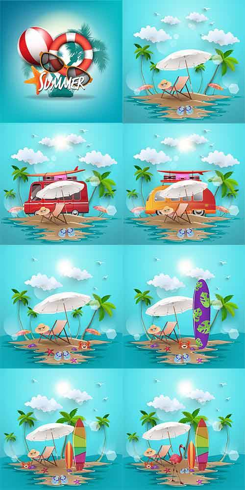   Летние фоны в векторе / Summer backgrounds in vector