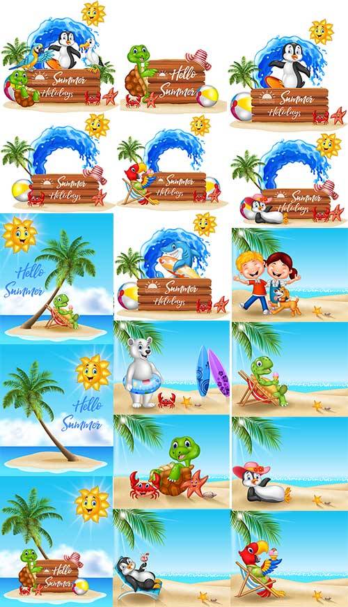 Летние фоны в векторе - 2 / Summer backgrounds in vector -2 