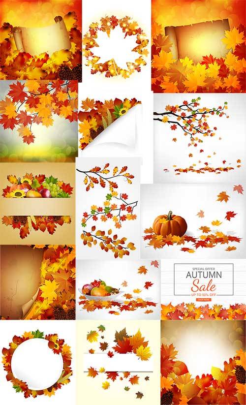 Осенние фоны в векторе / Autumn backgrounds in vector
