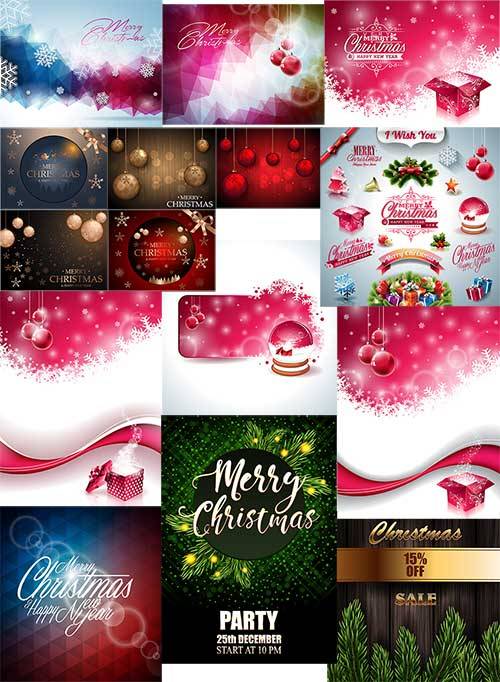 Новогодние фоны - Векторный клипарт / Christmas backgrounds - Vector Graphics
