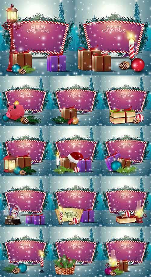  Новогодние фоны - 8 - Векторный клипарт / Christmas backgrounds -8 - Vector Graphics