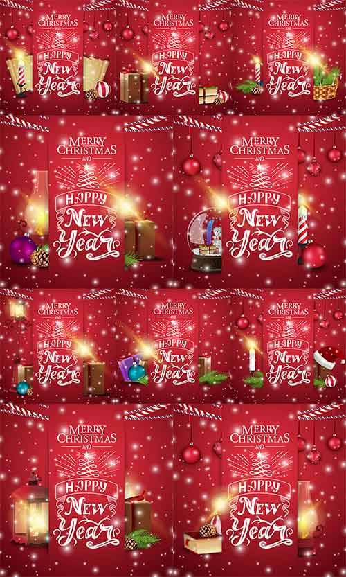 Новогодние открытки - 3 - Векторный клипарт / Christmas cards - 3 - Vector Graphics 