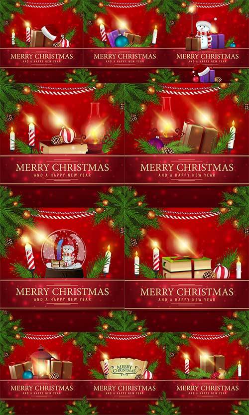 Новогодние открытки - 5 - Векторный клипарт / Christmas cards - 5 - Vector Graphics 