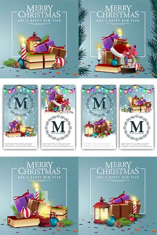 Новогодние открытки - 6 - Векторный клипарт / Christmas cards - 6 - Vector Graphics