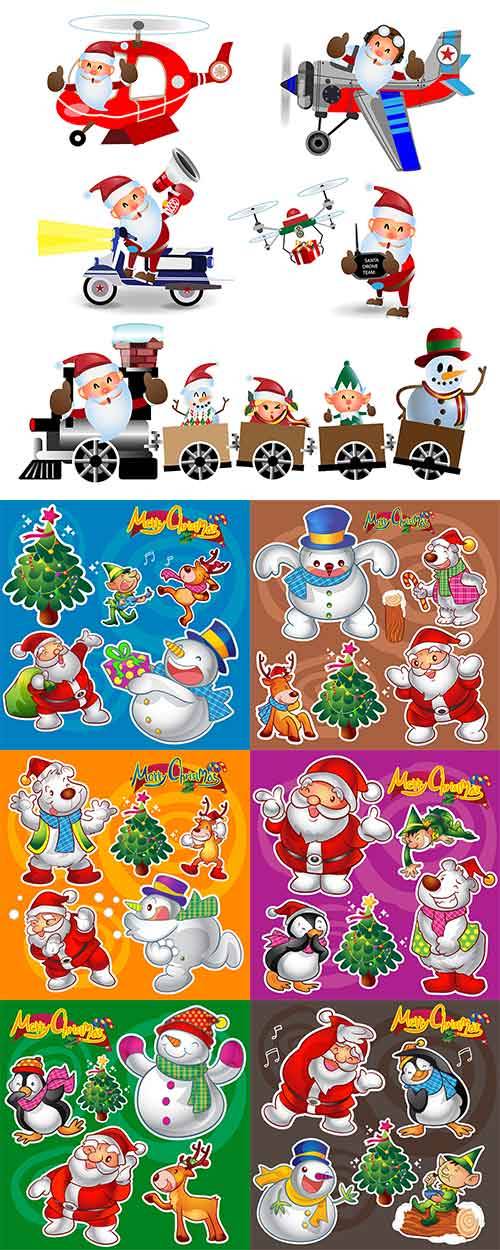   Новогодние персонажи - 2 - Векторный клипарт / Christmas characters - 2 - Vector Graphics 
