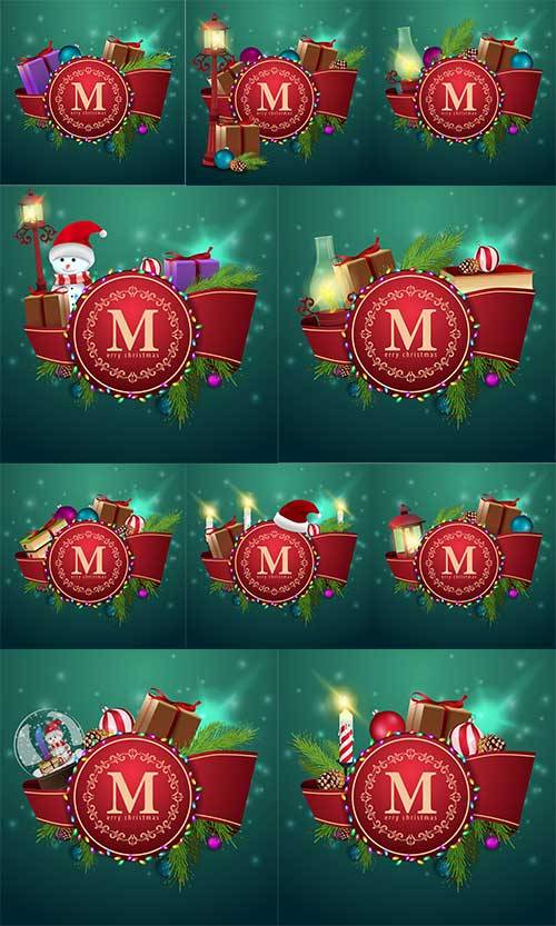 Новогодние открытки - 10 - Векторный клипарт / Christmas cards - 10 - Vector Graphics 