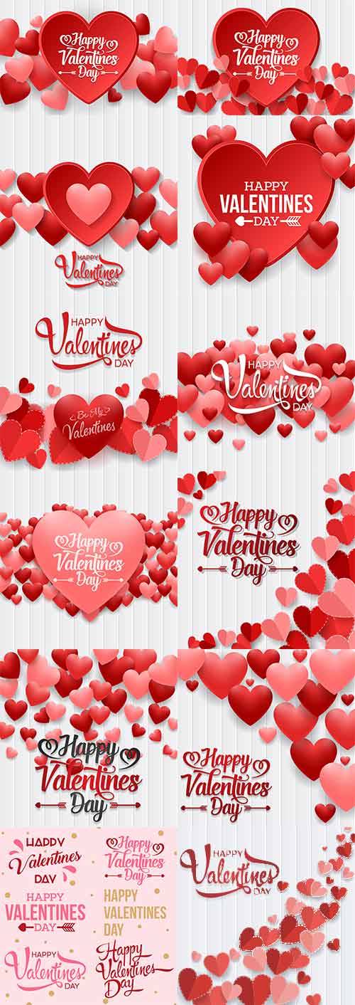 Романтические фоны с сердцами - 2 - Векторный клипарт / Romantic heart backgrounds - 2 - Vector Graphics 