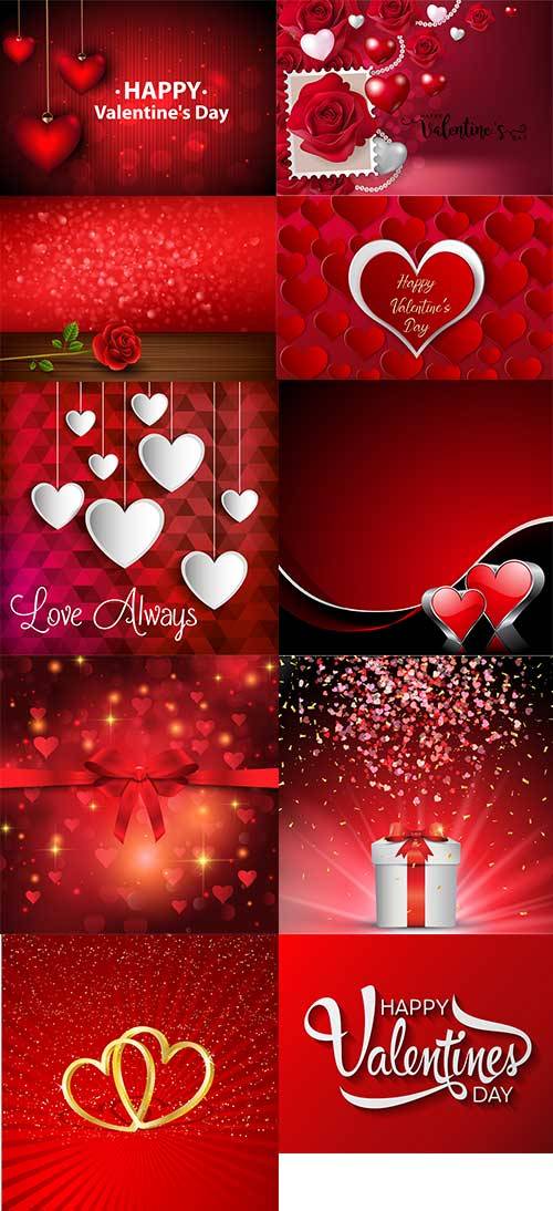   Романтические фоны с сердцами - 5 - Векторный клипарт / Romantic heart backgrounds - 5 - Vector Graphics 